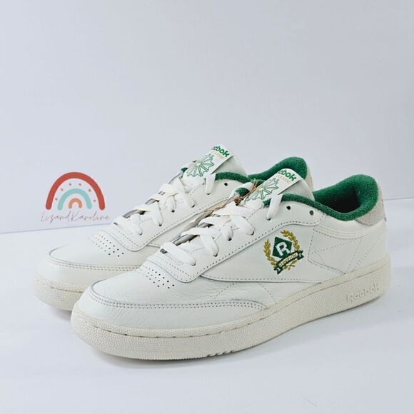 New! Reebok CLUB C 85 Leather Embroidered Archival Crest Logo Tennis Sneakers - Picture 2 of 13